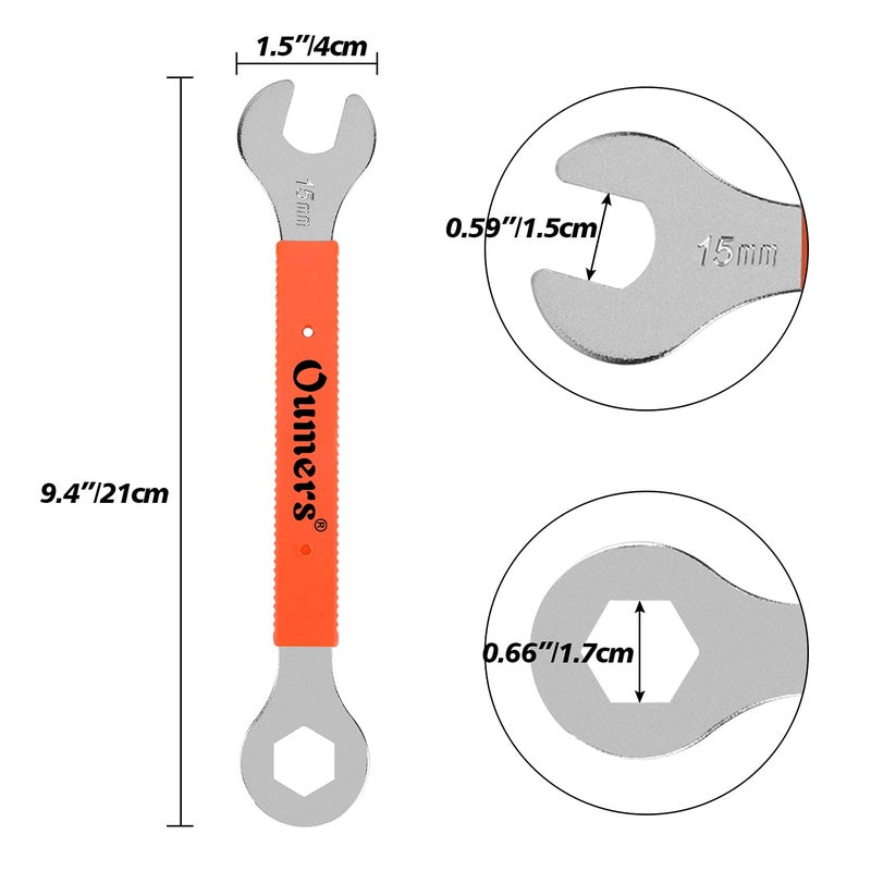 Oumers Bike Crank Puller Tool Set, Bike Crank Extractor Bike Bottom Bracket Remover Hex Allen Wrench 16mm 15mm Spanner Wrench Fit for Removing Bicycle Crank - Image 2